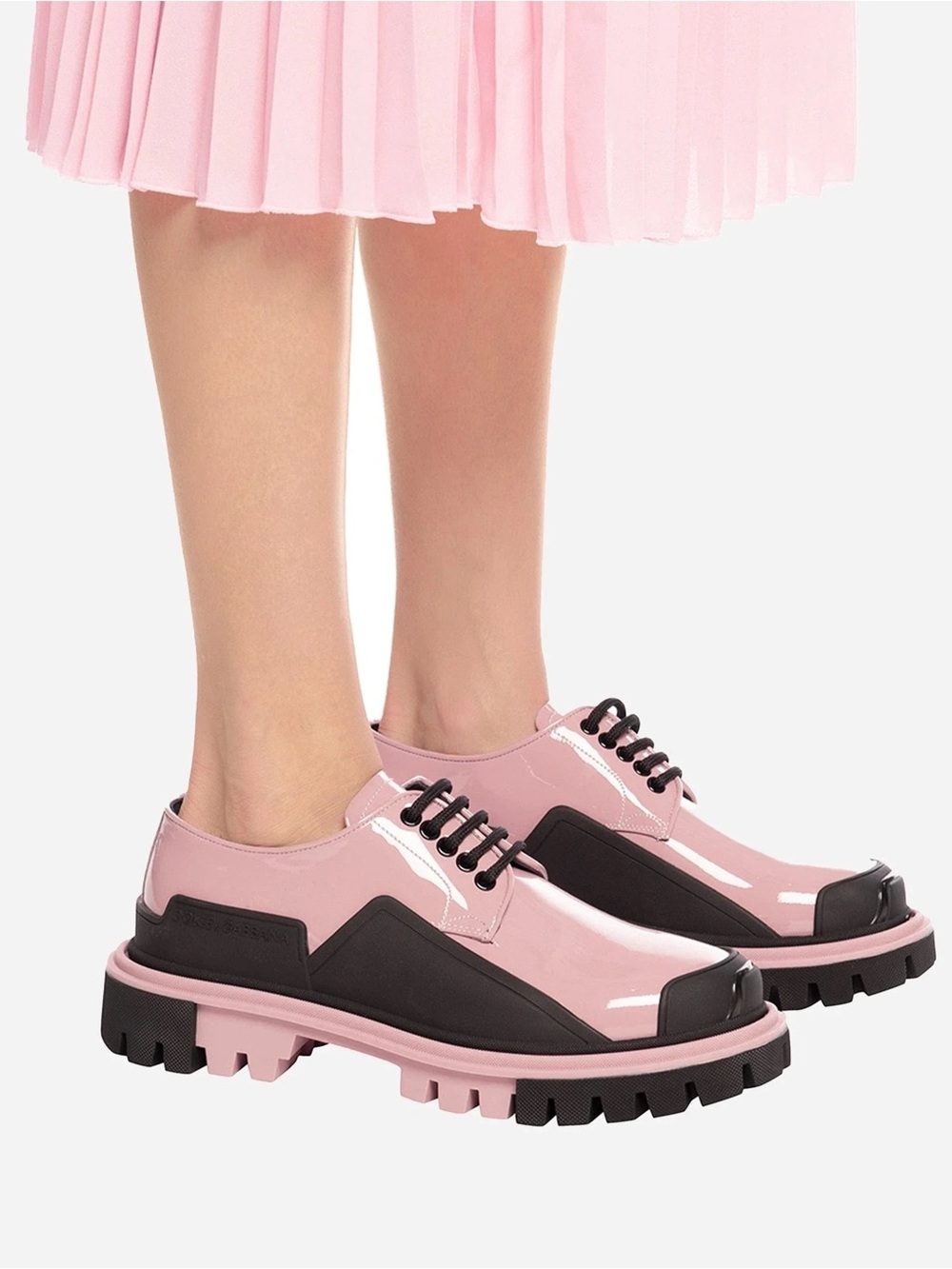 Dolce & Gabbana Pink and black Lace-Up Platform Oxfords trekking with box